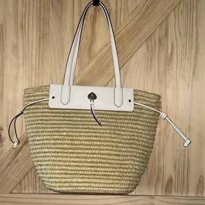 KATE SPADE - Large white and straw tote.